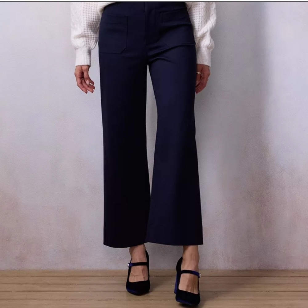 LC Lauren Conrad Cropped Super High Rise Wide Leg Pants - Navy
